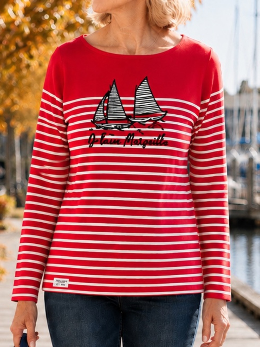 NWT Talbots Plus X Red Striped Embroidered Sailboat Nautical Cotton Top